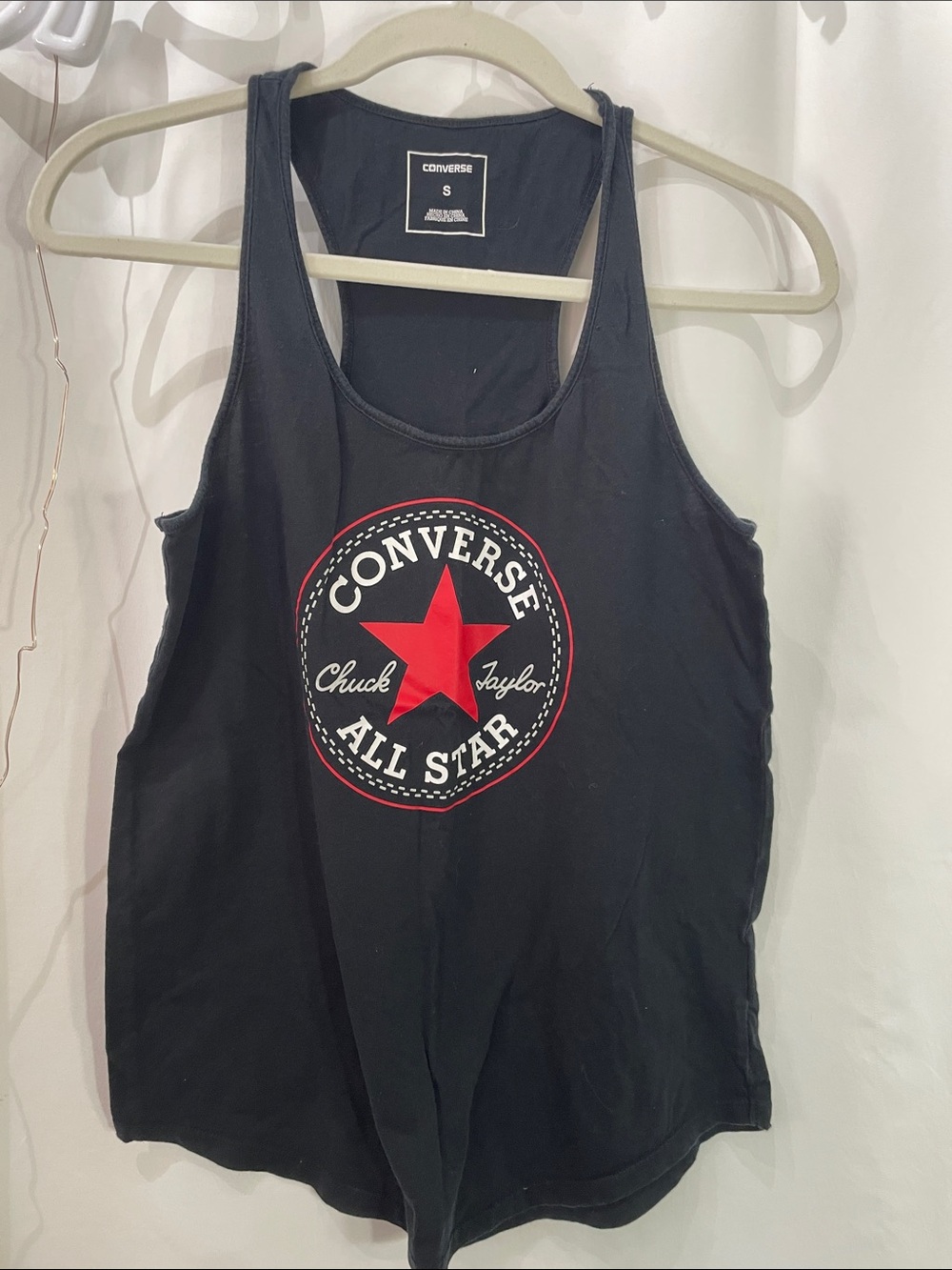 Converse Black Tank with Red Chuck Taylor Star Logo